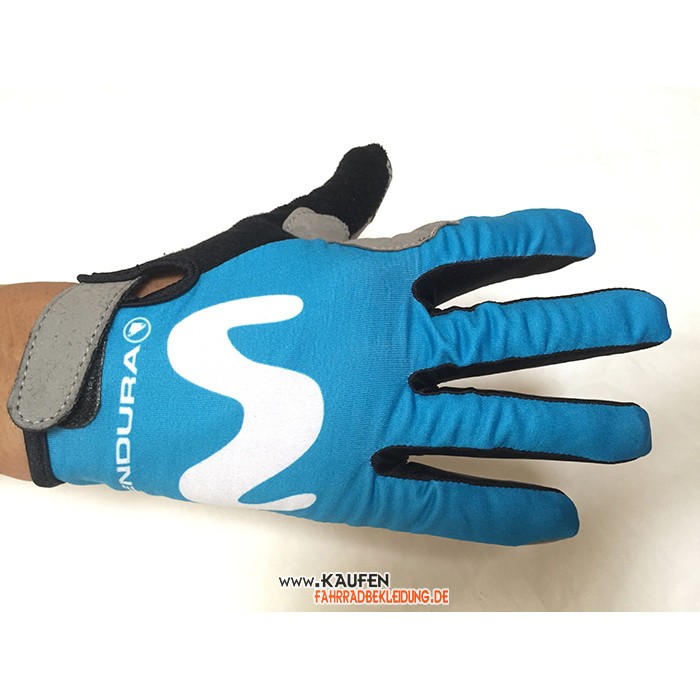 2020 Movistar Lange Handschuhe Blau Wei